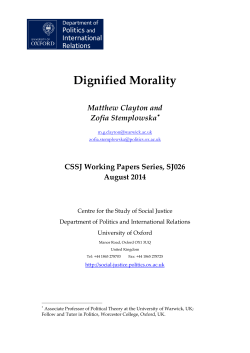 Dignified Morality - Department of Politics and International Relations