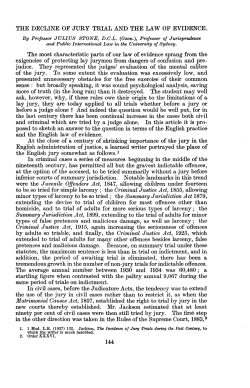 Stone, Julius --- "The Decline of Jury Trial and the Law of Evidence