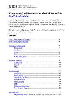 A guide to using Healthcare Databases Advanced Search