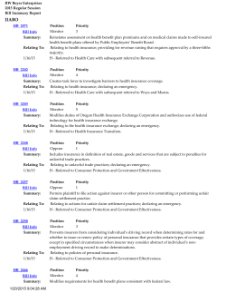 RW Beyer Enterprises 2015 Regular Session Bill Summary