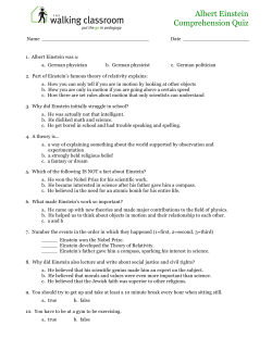 Albert Einstein Comprehension Quiz