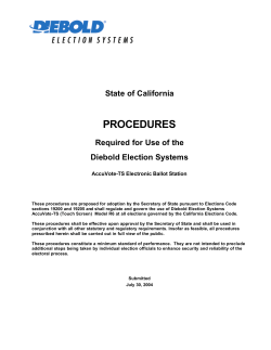 Diebold AccuVote TS Operators Manual