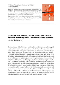 National Sentiments, Globalization and Justice. Slovaks