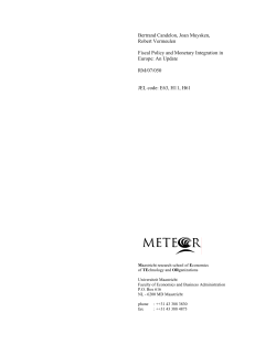 Bertrand Candelon, Joan Muysken, Robert Vermeulen Fiscal Policy