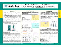 Trace Level Analysis of Perchlorate and Bromate in