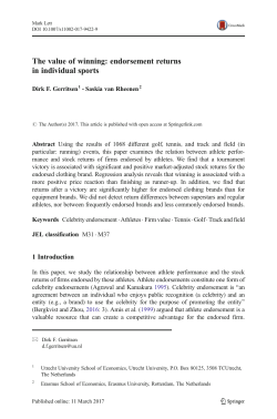 The value of winning: endorsement returns in individual sports