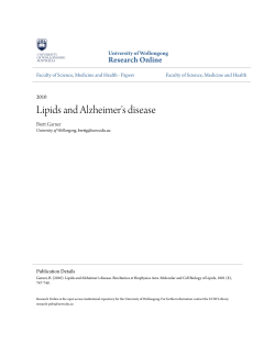 Lipids and Alzheimer`s disease - Research Online