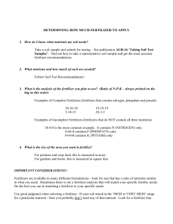 DETERMINING HOW MUCH FERTILIZER TO APPLY 1. How do I