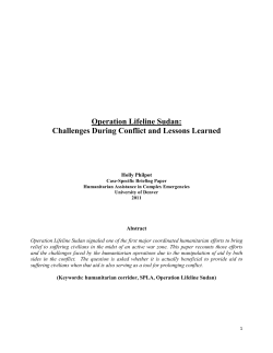 Operation Lifeline Sudan: Challenges During Conflict and Lessons