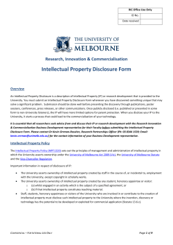Intellectual Property Disclosure Form - Research