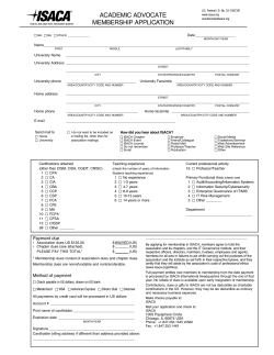ACADEMIC ADVOCATE MEMBERSHIP APPLICATION