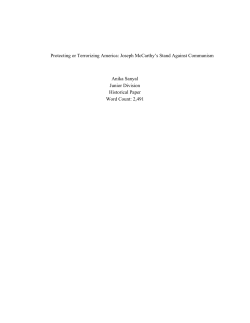 Protecting or Terrorizing America: Joseph McCarthy`s Stand Against