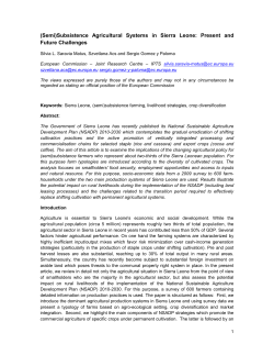 Subsistence Agricultural Systems in Sierra Leone