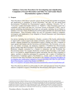 Salisbury University Procedures for Investigating and Adjudicating