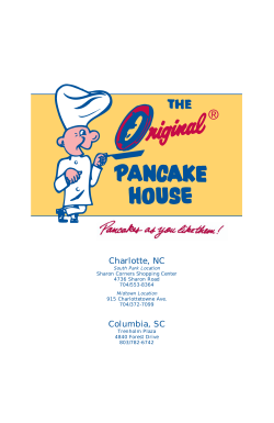 Charlotte, NC Columbia, SC - The Original Pancake House