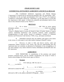 Confidential Settlement Agreement
