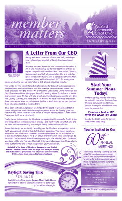 A Letter From Our CEO - Wexford Community Credit Union