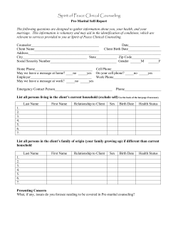 Pre-Marital Self-Report - Spirit of Peace Clinical Counseling