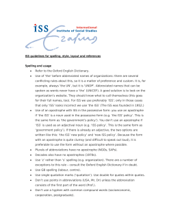ISS guidelines for spelling, style, layout and references Spelling and