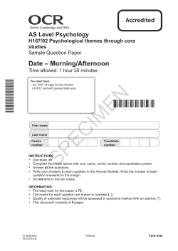 Psychological themes through core studies - Sample