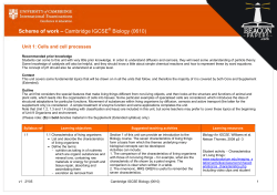 Scheme of work &ndash; Cambridge IGCSE&reg; Biology