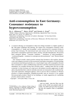 Anti-consumption in East Germany: Consumer resistance to hyper