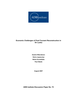 Economic Challenges of Post-Tsunami Reconstruction in Sri Lanka