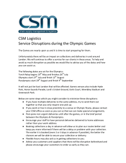 CSM Logistics Service Disruptions during the Olympic Games