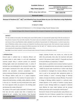 http://www.ijcpa.in Removal of Hardness (Ca2+, Mg2+)