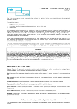 Criminal Proceedings and Defence Rights in Italy