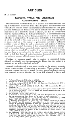 Lucke, H K --- "Illusory, Vague and Uncertain Contractual Terms