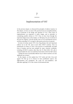 Implementation of VAT - Institute for Fiscal Studies