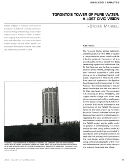 toronto`s tower of pure water: a lost civic vision
