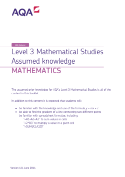 Level 3 Mathematical Studies Assumed knowledge