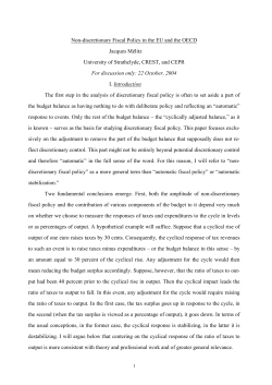 Non-discretionary Fiscal Policy in the EU and the OECD Jacques