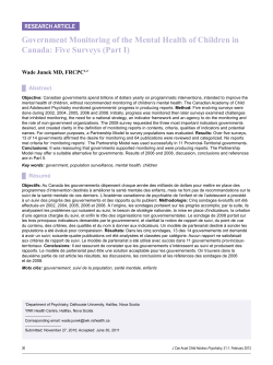 Government Monitoring of the Mental Health of Children in Canada