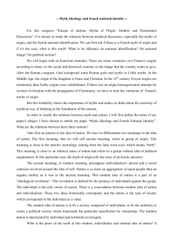 Myth, ideology and french national identity