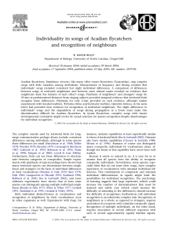 Individuality in songs of Acadian flycatchers and recognition of