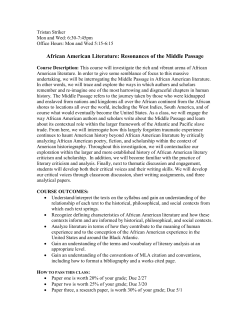 African American Literature: Resonances of the Middle Passage