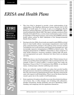 ERISA and Health Plans - Employee Benefit Research Institute