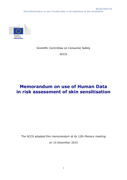 Memorandum on use of Human Data in risk assessment of skin
