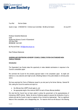 Queensland Sentencing Advisory Council Consultation on Standard