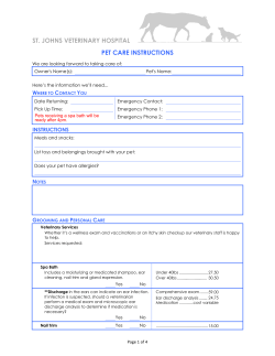 ST. JOHNS VETERINARY HOSPITAL PET CARE INSTRUCTIONS