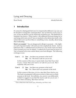 Lying and Denying 1 Introduction