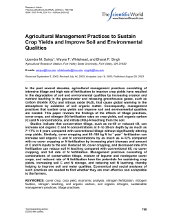 Agricultural Management Practices to Sustain Crop Yields