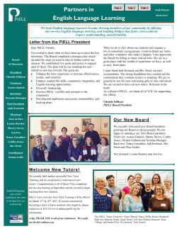 Fall/Winter 2016 - Partners in English Language Learning