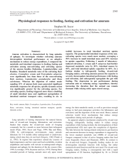 Physiological responses to feeding, fasting and estivation for anurans
