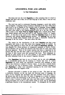 Linguistics, Pure and applied