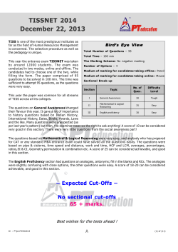 TISSNET 2014 Analysis