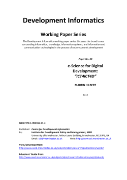 e-Science for Digital Development:&ldquo;ICT4ICT4D&rdquo;: Development